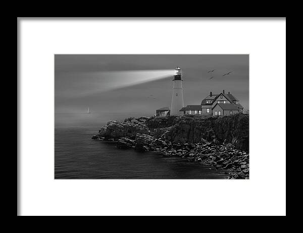 Portland Lighthouse Framed Print featuring the photograph Portland Head Lighthouse by Mike McGlothlen