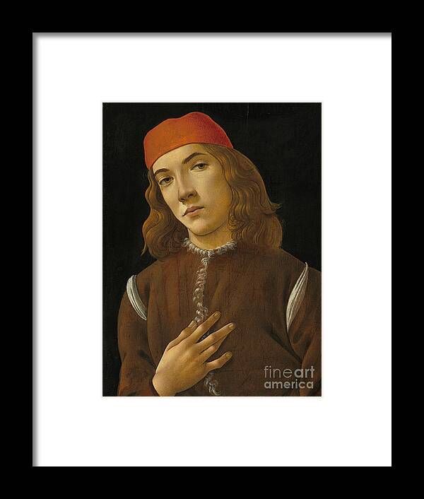 Portrait Of A Youth Framed Print featuring the painting Portrait of a Youth by Sandro Botticelli