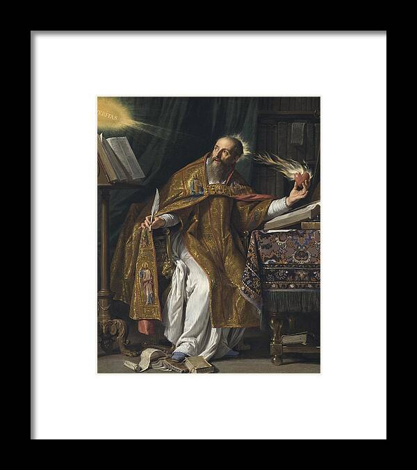 Saint Augustine By Philippe De Champaigne Framed Print featuring the painting Saint Augustine by Philippe de Champaigne