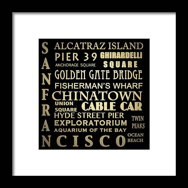 San Francisco Framed Print featuring the digital art San Francisco Famous Landmarks #2 by Patricia Lintner