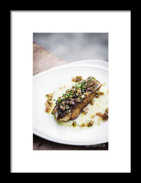 Alternative Framed Print featuring the photograph Sea Bass Fish With Mexican Salsa Sauce #2 by JM Travel Photography