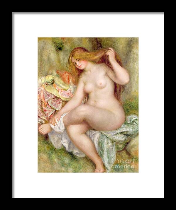 Seated Framed Print featuring the painting Seated Bather by Pierre Auguste Renoir