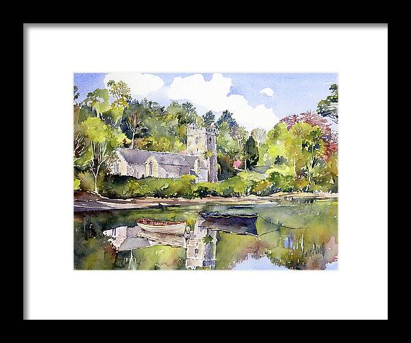 Watercolor Framed Print featuring the painting St Just in Roseland Church #2 by Margaret Merry