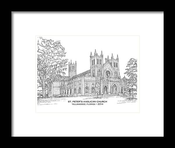  Framed Print featuring the drawing St. Peter's Anglican Church #2 by Audrey Peaty