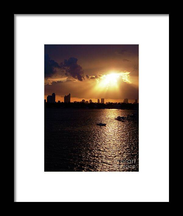Miami Framed Print featuring the photograph Sunset Over Miami by Phil Perkins