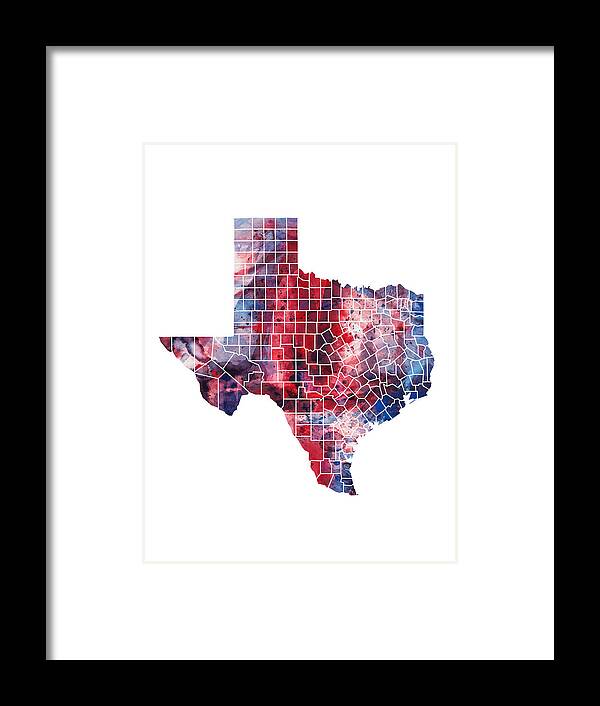 United States Map Framed Print featuring the digital art Texas Watercolor Map #2 by Michael Tompsett