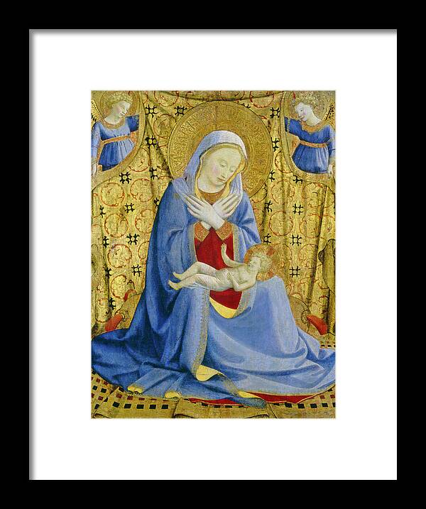 The Madonna Of Humility Framed Print featuring the painting The Madonna of Humility #2 by Fra Angelico