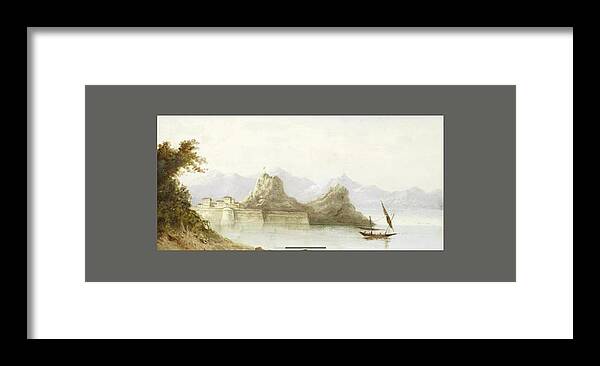 English School 19th Century The Old Fortress Of Corfu Framed Print featuring the painting The Old Fortress of Corfu by MotionAge Designs