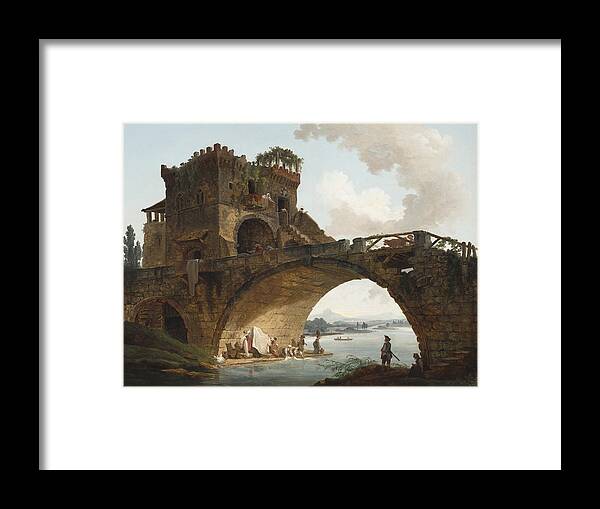 Hubert Robert Framed Print featuring the painting The Ponte Salario #2 by Hubert Robert
