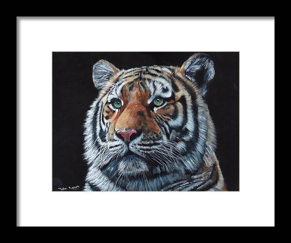Tiger Framed Print featuring the painting Tiger Portrait #2 by John Neeve