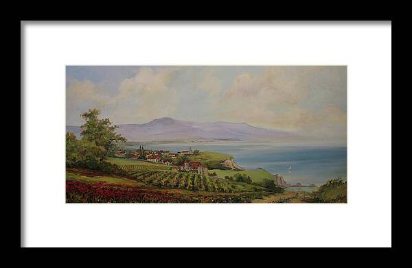 Tuscan Framed Print featuring the painting Tuscan landscape #2 by Tigran Ghulyan