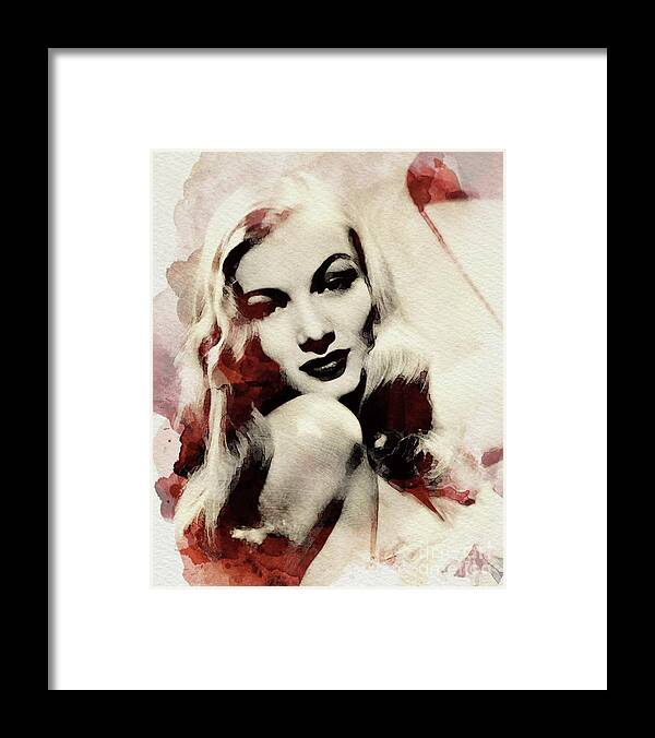 Veronica Framed Print featuring the digital art Veronica Lake, Vintage Actress #2 by Esoterica Art Agency