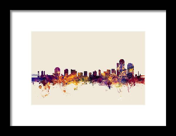 United States Framed Print featuring the digital art Wilmington Delaware Skyline #2 by Michael Tompsett