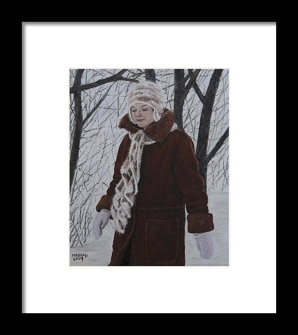 Portrait Framed Print featuring the painting Winter Walk #2 by Masami Iida