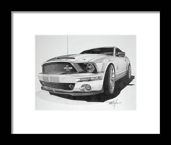 2008 Shelby Cobra Framed Print featuring the drawing 2008 Shelby Cobra 40th Anniversary 1968-2008 by Dan Menta