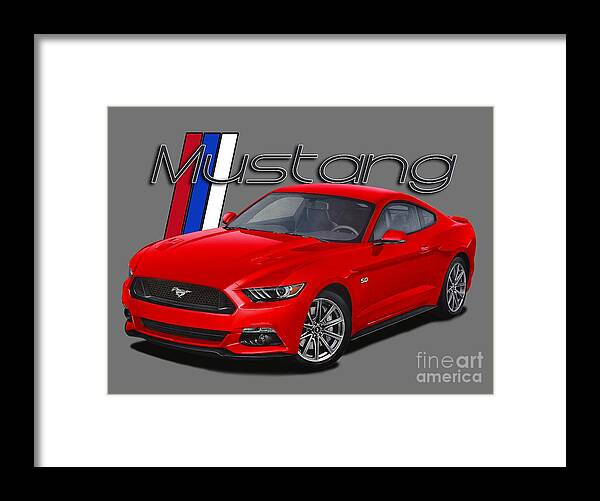 2015 Framed Print featuring the digital art 2015 Red Mustang by Paul Kuras