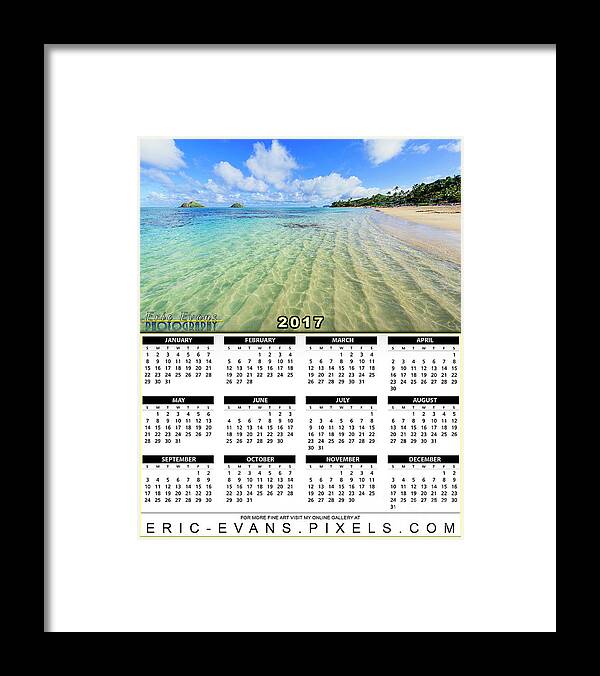 2017 Calendar Framed Print featuring the photograph 2017 Calendar Lanikai Beach Mid Day Ripples in the Sand by Aloha Art