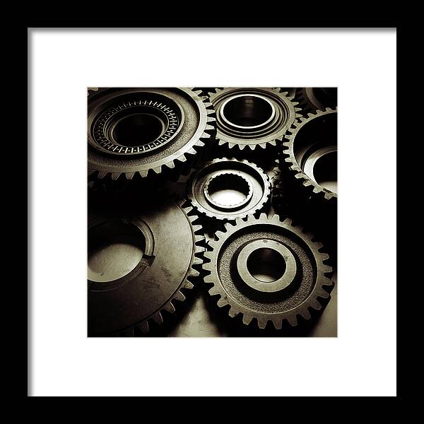 Binding Framed Print featuring the photograph Cogs No6 by Les Cunliffe