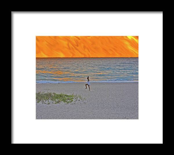 Beach Framed Print featuring the digital art 24- Fire Dance by Joseph Keane