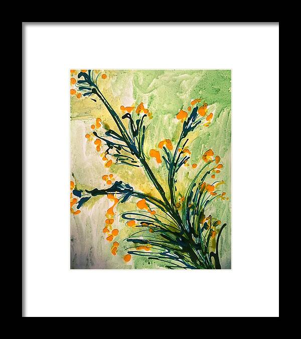 Abstract Framed Print featuring the painting Divine Flowers #2459 by Baljit Chadha