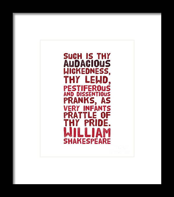 William Framed Print featuring the digital art William Shakespeare, Insults and Profanities #25 by Esoterica Art Agency