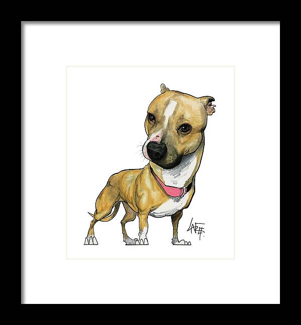 Pitbull Framed Print featuring the drawing 2782 Hilby by Canine Caricatures By John LaFree