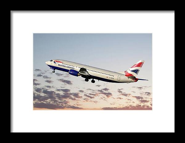 British Airways Framed Print featuring the photograph British Airways Boeing 737-400 #28 by Smart Aviation