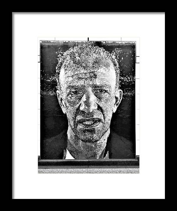 Art Framed Print featuring the photograph 2nd Ave Subway Art Old Man B W by Rob Hans
