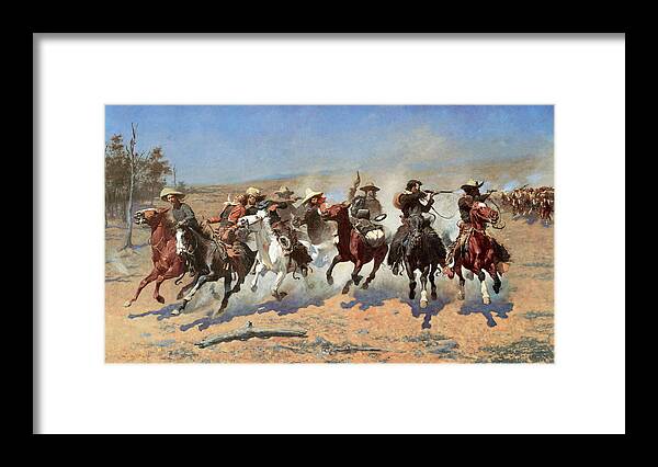 A Dash For The Timber Framed Print featuring the photograph A Dash for the Timber #3 by Frederic Remington