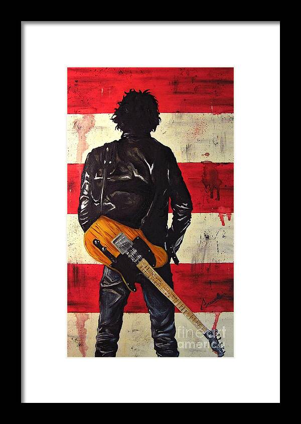 Bruce Framed Print featuring the painting Bruce Springsteen #1 by Francesca Agostini