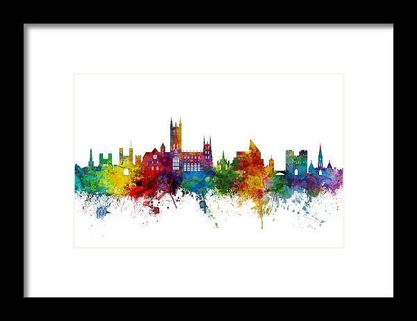 City Framed Print featuring the digital art Canterbury England Skyline #3 by Michael Tompsett