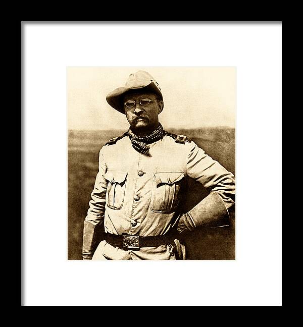 Theodore Roosevelt Framed Print featuring the photograph Colonel Theodore Roosevelt by War Is Hell Store