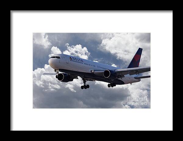 Delta Framed Print featuring the digital art Delta Airlines Boeing 767 #3 by Airpower Art