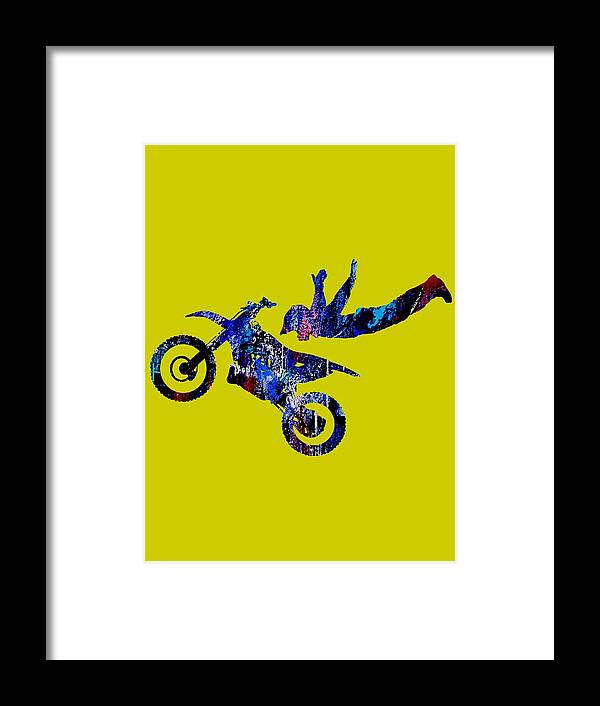 Dirt Bike Framed Print featuring the mixed media Dirt Bike Superman Collection #3 by Marvin Blaine