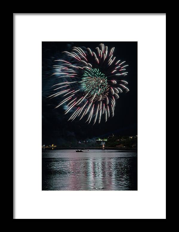 Maine Framed Print featuring the photograph Fireworks over Portland, Maine #3 by Colin Chase