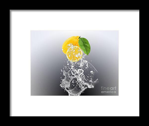Lemon Framed Print featuring the mixed media Lemon Splast #1 by Marvin Blaine