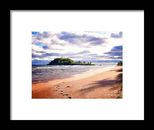 Lake Superior Framed Print featuring the digital art Little Presque Isle #4 by Phil Perkins