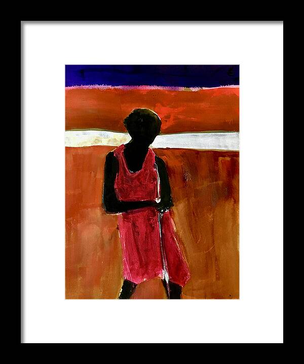 Tanzania Framed Print featuring the painting Masaai Boy #3 by Carole Johnson