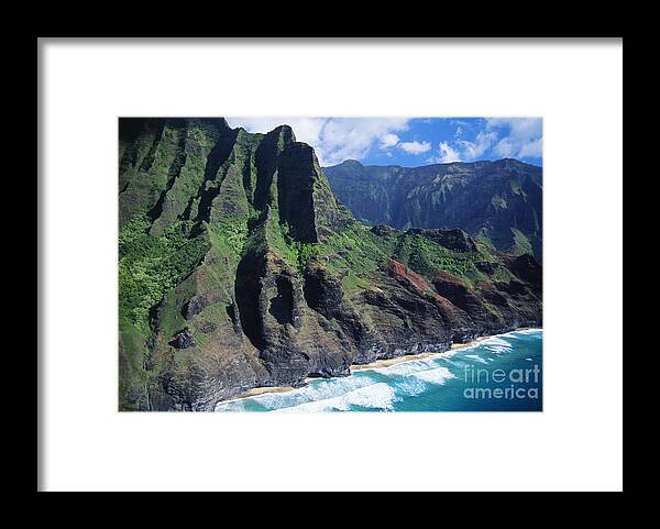 Aerial Framed Print featuring the photograph Na Pali Coast Aerial #3 by Bob Abraham - Printscapes