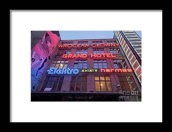 Wroclaw Framed Print featuring the photograph Neon Side, Wroclaw #3 by Juli Scalzi