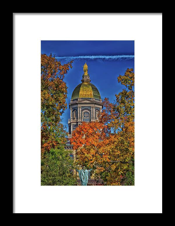 Notre Dame University Framed Print featuring the photograph Notre Dame's Golden Dome #4 by Mountain Dreams