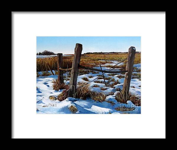 Posts Framed Print featuring the painting 3 Old Posts 2 by Marilyn McNish