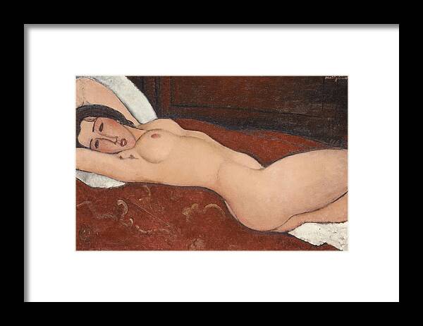 Amedeo Modigliani Framed Print featuring the painting Reclining Nude #3 by Amedeo Modigliani