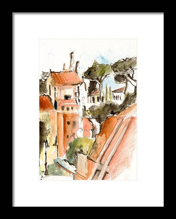 Landscape Framed Print featuring the painting Rom Italy #4 by Karina Plachetka