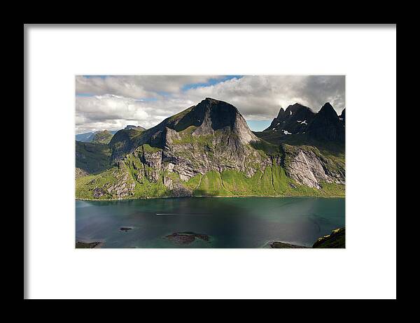 Kirkefjord Framed Print featuring the photograph Segltinden and Kirkefjord from Brunakseltind #1 by Aivar Mikko