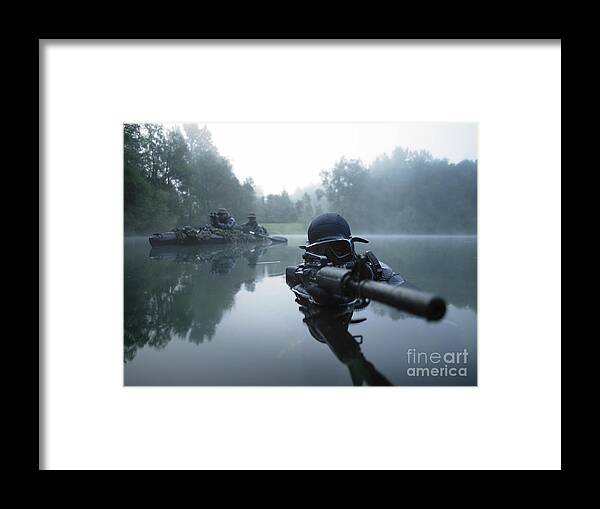 Special Operations Forces Framed Print featuring the photograph Special Operations Forces Combat Diver by Tom Weber