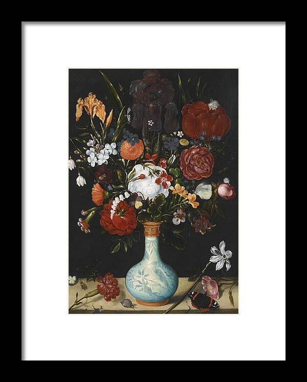 Ambrosius Bosschaert The Elder (antwerp 1573 - 1621 The Hague) Framed Print featuring the painting Still life of roses #3 by MotionAge Designs