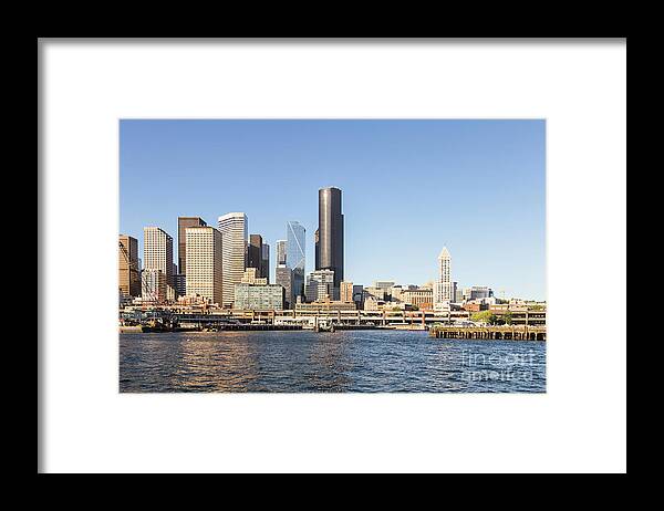 America Framed Print featuring the photograph Sunset over Seattle skyline in Washington state in the US #3 by Didier Marti