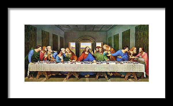 The Last Supper Framed Print featuring the painting The Last Supper #3 by Pam Neilands