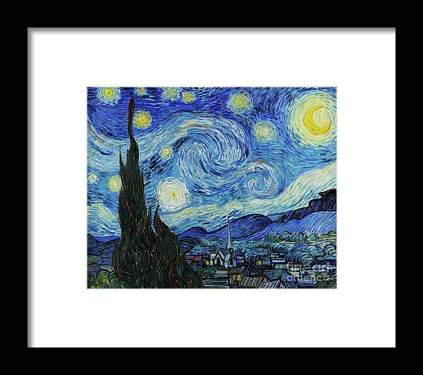 Vincent Framed Print featuring the painting The Starry Night by Vincent Van Gogh
